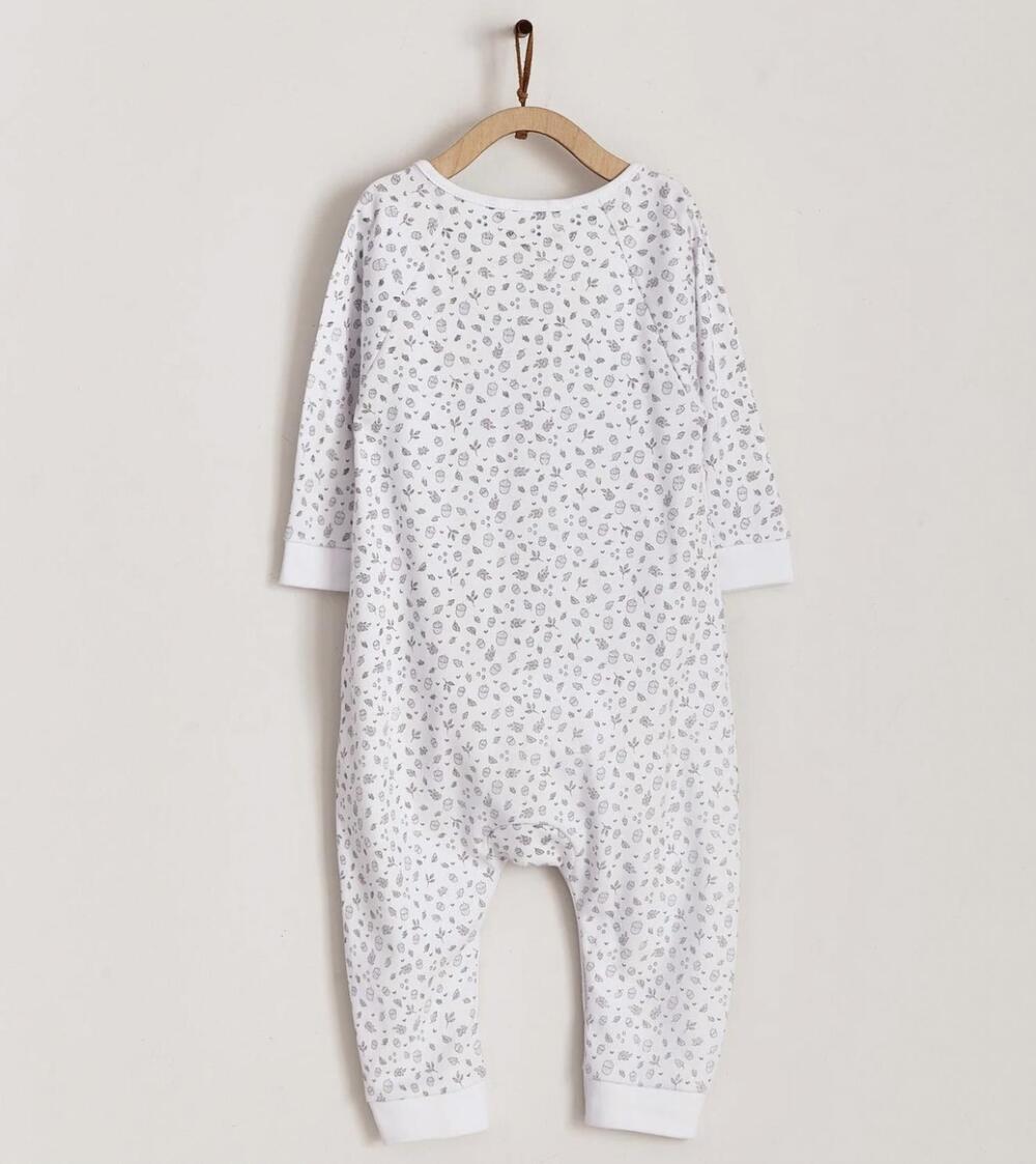 NEW BABYCOTTONS kid's leaves footless pajamas in white